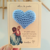 Câlin de poche personnalisé fête des pères - Petit cœur au crochet - Cadeau papa - Cadeau de la part de son enfant